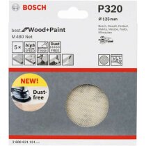 Bosch Professional 5 Stück Schleifblatt M480 P320  Wood and Paint  Ø 125 mm,