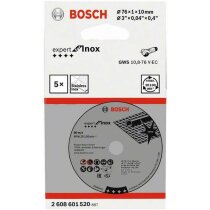 Bosch 5 Stück Trennscheibe Expert for Inox (für Edelstahl, 76 x 10 x 1 mm,