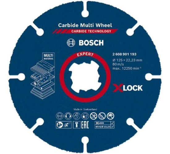 Bosch Professional 1x Expert Carbide Multi Wheel X-LOCK Trennscheiben (für Hartholz, Ø 125 mm, Zubehör Kleiner Winkelschleifer