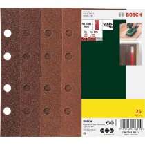 Bosch Schleifblatt Set 25 Stück 93 x 185 mm, 60/80/120/240, 8 Löcher mit Klett