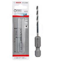 Bosch Professionel HSS Metall Bohrer 2 mm 1/4 Hex IMACT CONTROL Sechskant Schaft