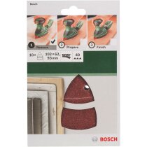 Bosch Schleifblatt 10 Stück,102 x 62/93 mm, Körnung 40 für Multischleifer