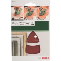 Bosch Schleifblatt 10 Stück,102 x 62/93 mm, Körnung 60 für Multischleifer