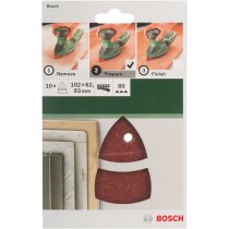 Bosch Schleifblatt 10 Stück,102 x 62/93 mm, Körnung 80 für Multischleifer