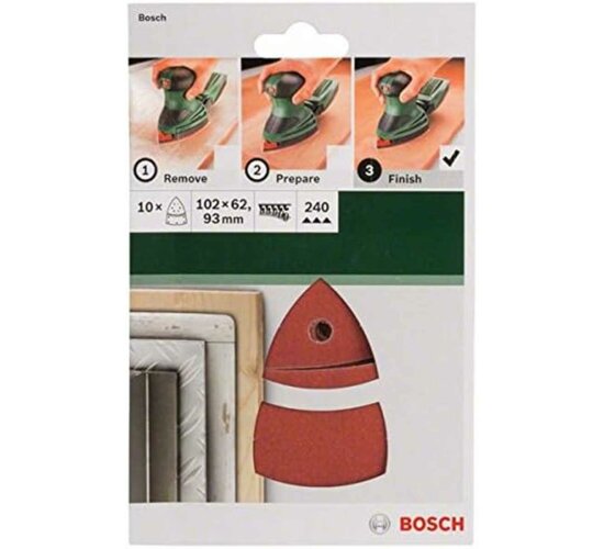 Bosch Schleifblatt 10 Stück,102 x 62/93 mm, Körnung 240 für Multischleifer