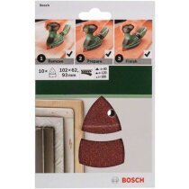 Bosch Schleifblatt 10 Stück,102 x 62/93 mm Körnung 40/120/180 für Multischleifer