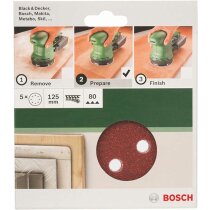 Bosch 5 tlg. Schleifblatt Set Ø 125 mm, Körnung P 80  Zubehör Exzenterschleifer