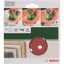 Bosch 5 tlg. Schleifblatt Set Ø 125 mm, Körnung P 120  Zubehör Exzenterschleifer