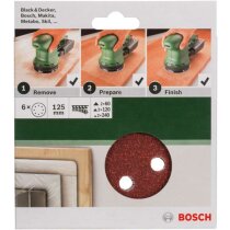 Bosch 6 tlg. Schleifblatt Set Ø 125 mm, Körnung P 60/120/240 Exzenterschleifer