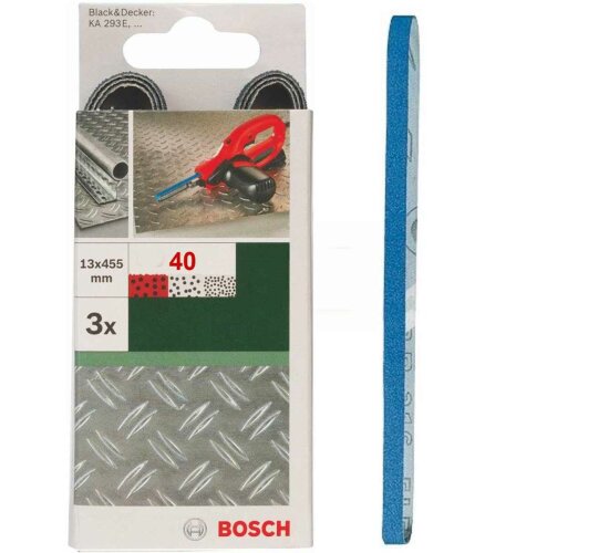 Bosch 3 Schleifbänder für  B+D Powerfile KA 293E 13 x 451 mm, K 40,  Metall