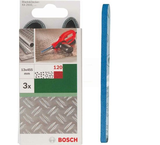 Bosch 3 Schleifbänder für  B+D Powerfile KA 293E 13 x 451 mm, K 120,  Metall