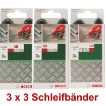 Bosch 3 x 3 Schleifbänder für B+D Powerfile KA 293E 13 x 451 mm, 40,60,120, Metall