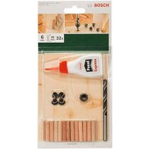 Bosch 32-tlg. Holzdübel Set 6 x 30 mm, Bohrer...