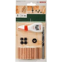 Bosch 32-tlg. Holzdübel Set 8 x 40 mm, Bohrer...