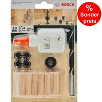 Bosch 27-tlg Holzdübel Set 10 x 40 mm, Bohrer Tiefenstop  Dübelsetzerr Holzleim