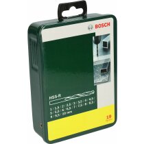 Bosch 19 tlg.Metallbohrer Set HSS-R, Ø 1-10 mm  für Eisen, Stahl, Nichteisenmetalle, Grauguss