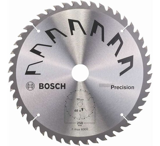 Bosch Kreissägeblatt Precision 250 x 2 x 30/,Z48 feine Schnitte Holz