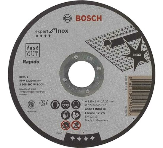 Bosch Trennscheibe AS 60 T INOX BF 125 mm x 1 mm Expert for Metal Inox Rapidol #1