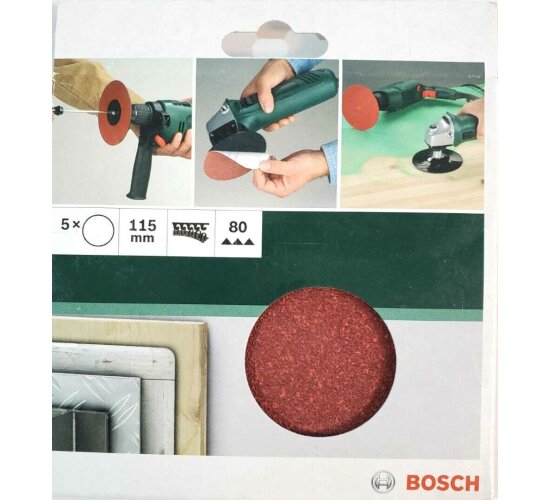 Bosch Schleifblätter  5 Stück, Ø 115 mm, Körnung 80 Winkelschleifer Bohrmaschine