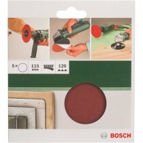 Bosch Schleifblätter  5 Stück, Ø 115 mm, Körnung 120 Winkelschleifer Bohrmaschine