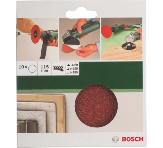 Bosch Schleifblätter  10 Stück, Ø 115 mm, Körnung 60/120/180 Winkelschleifer Bohrmaschine
