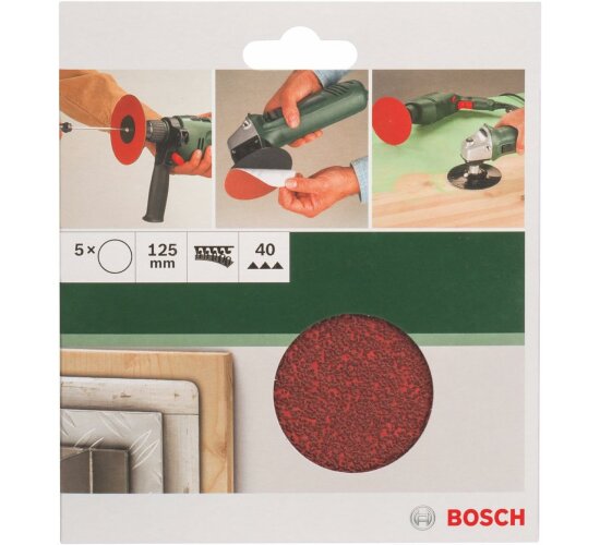 Bosch Schleifblätter  5 Stück, Ø 125 mm, Körnung 40 Winkelschleifer Bohrmaschine