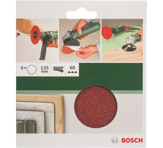 Bosch Schleifblätter  5 Stück, Ø 125 mm, Körnung 60 Winkelschleifer Bohrmaschine