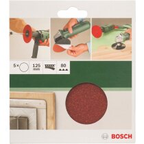 Bosch Schleifblätter  5 Stück, Ø 125 mm, Körnung 80 Winkelschleifer Bohrmaschine