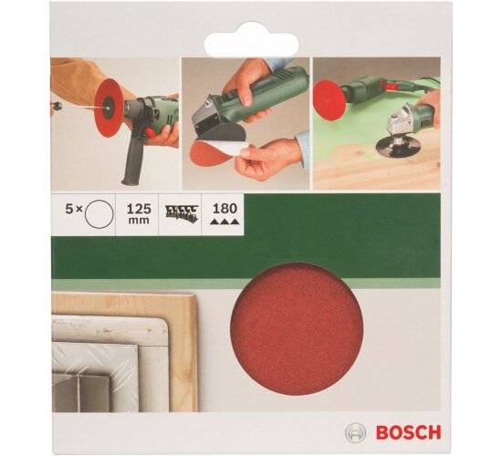 Bosch Schleifblätter  5 Stück, Ø 125 mm, Körnung 180 Winkelschleifer Bohrmaschine