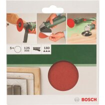 Bosch Schleifblätter  5 Stück, Ø 125 mm, Körnung 180 Winkelschleifer Bohrmaschine