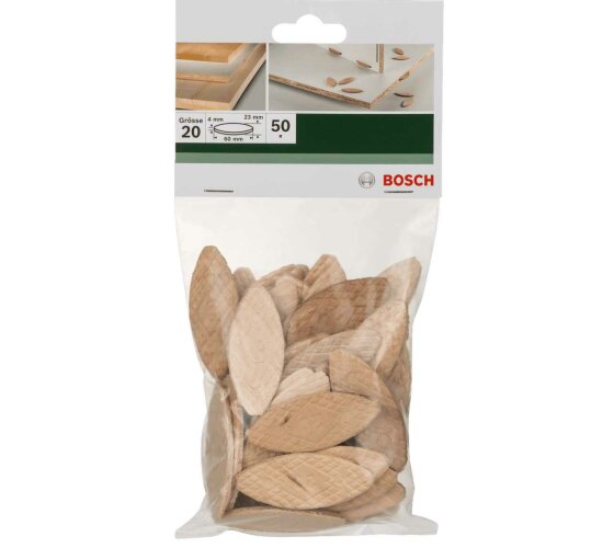 Bosch  Flachdübel 60 mm 4 mm 50 Stk Größe 20