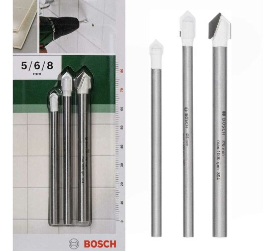 Bosch 3tlg. Fliesenbohrer Ø 5 / 6 / 8 mm 2609255588